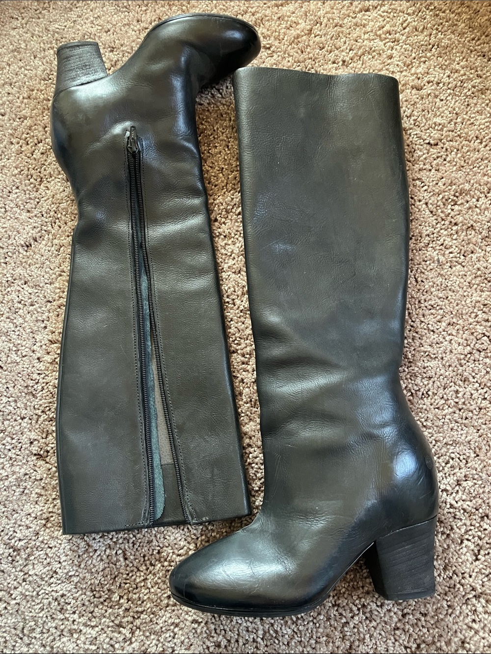 Marsell Black Leather Over-the-Knee Block Heel Boots handmade never worn